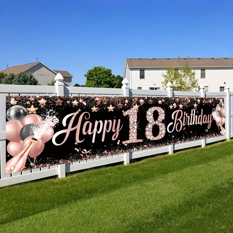 Party Banner Gold - 18. Doğum Günü Afişi, Gül Altın
