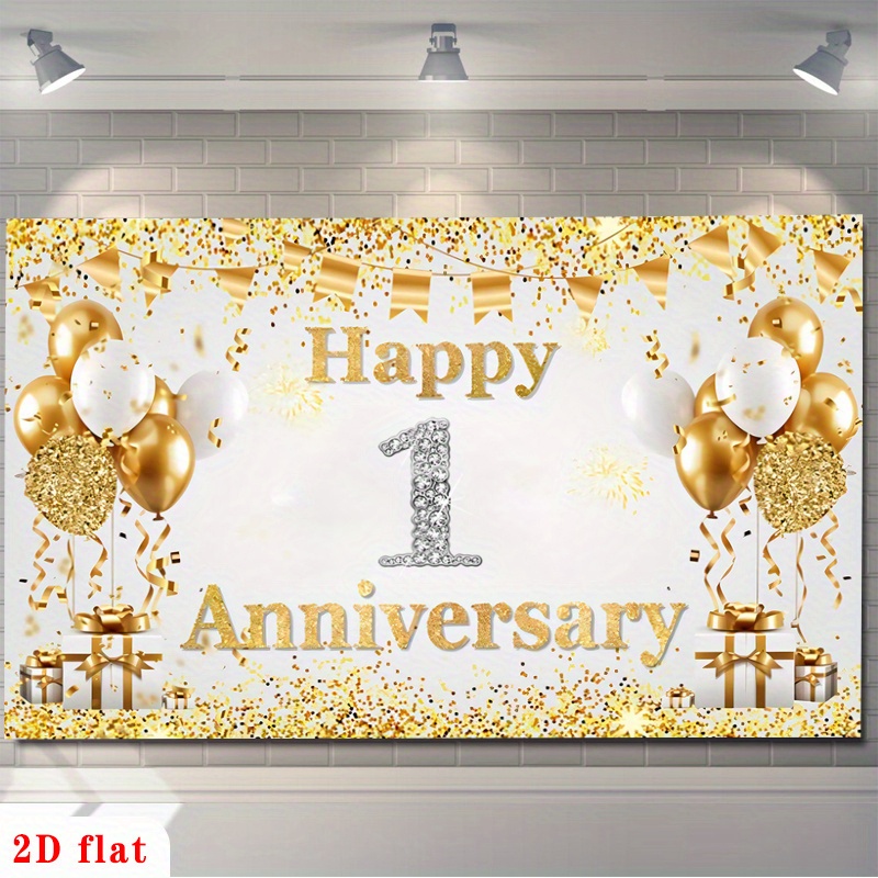 2D Düz Altın Beyaz Mutlu 1. Yı - Party Banner Gold incelemesi ve fiyatı