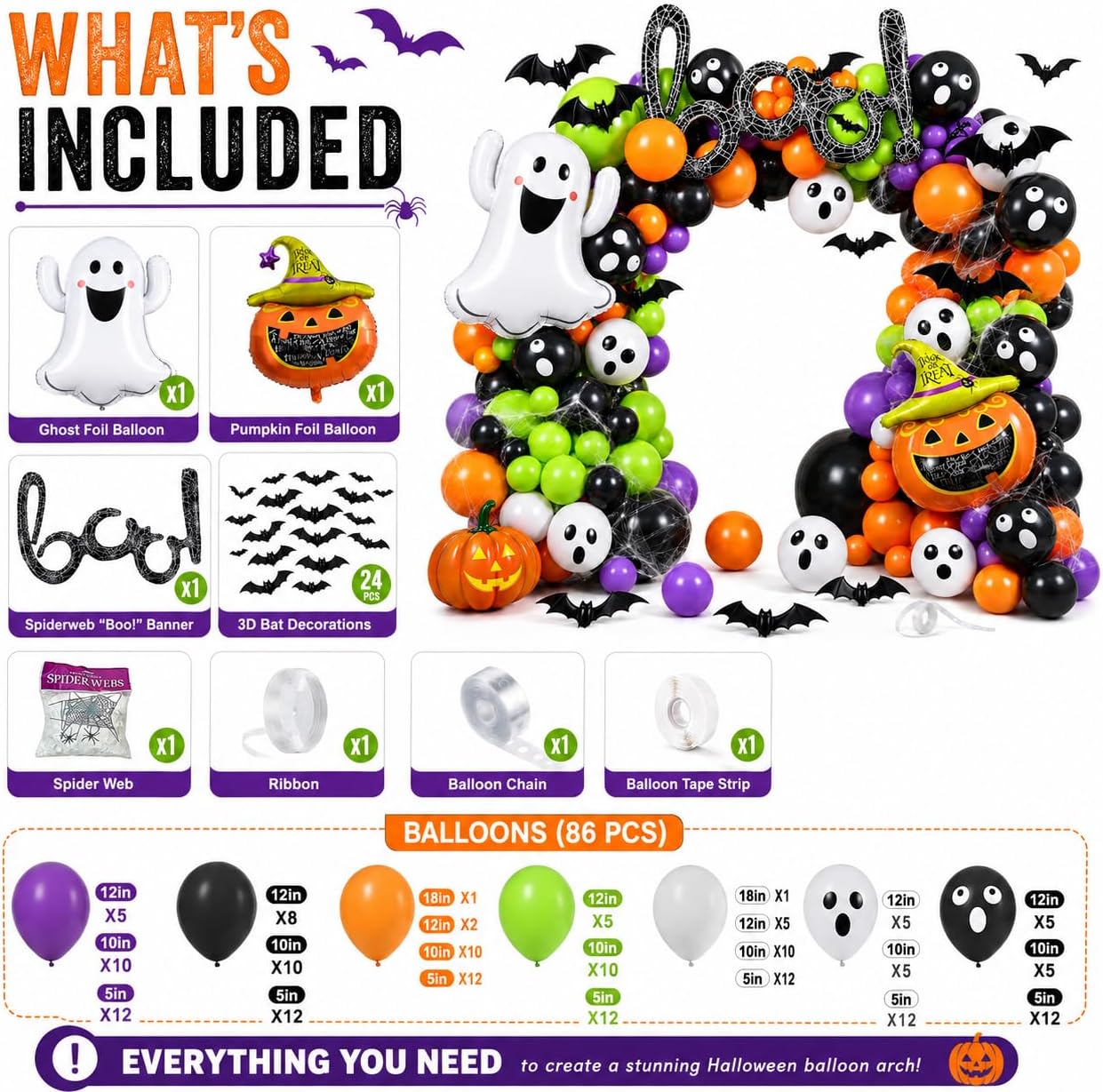 184 Parça Cadılar Bayramı Balo - Balloon Arch Kit incelemesi ve fiyatı