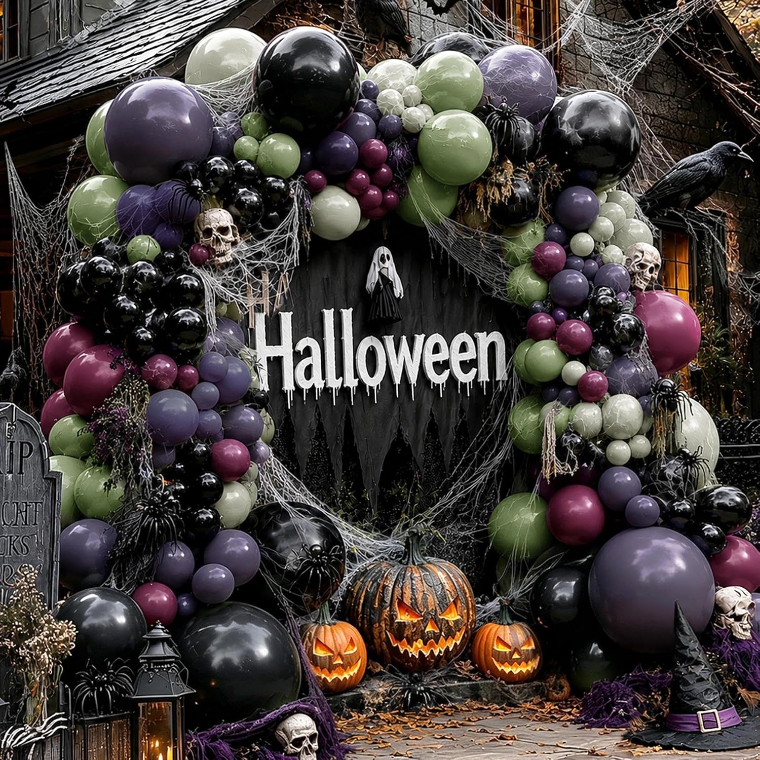 Siyah Mor Yeşil Cadılar Bayram - Balloon Arch Kit incelemesi ve fiyatı