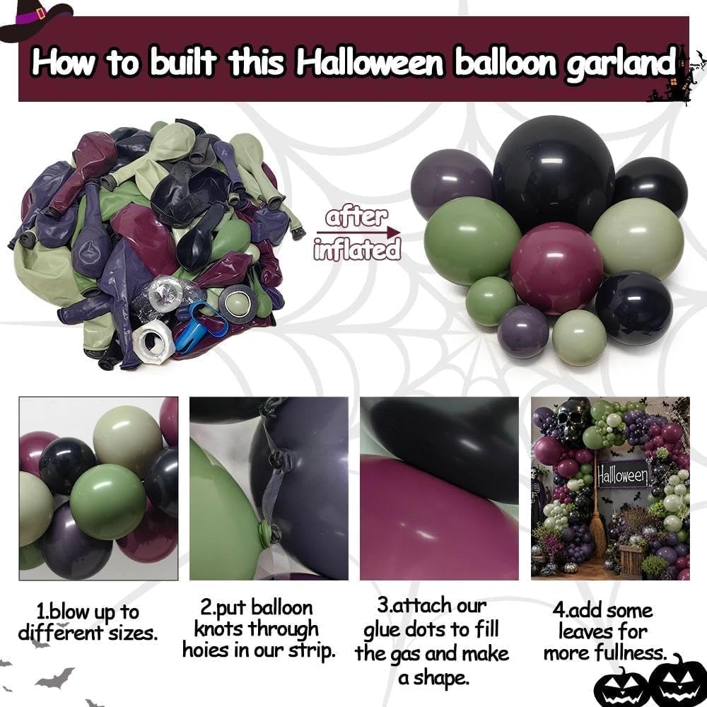 Siyah Mor Yeşil Cadılar Bayram - Balloon Arch Kit incelemesi ve fiyatı