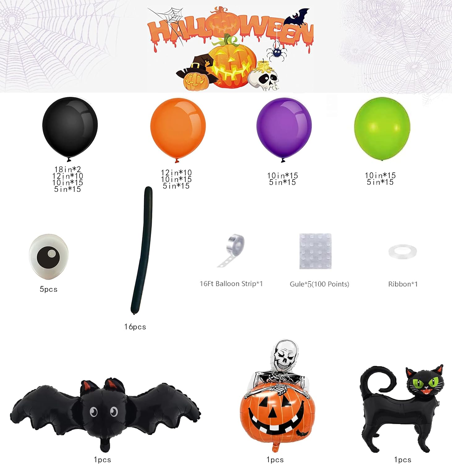 173 parçalı Cadılar Bayramı Ba - Balloon Arch Kit incelemesi ve fiyatı