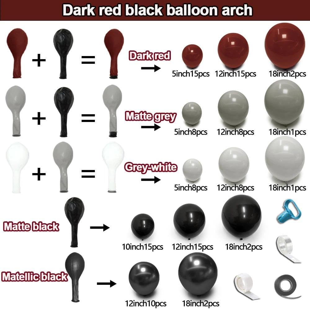 Koyu Kırmızı Siyah Balon Kemer - Balloon Arch Kit incelemesi ve fiyatı